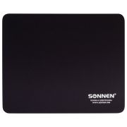 Коврик для мыши SONNEN «BLACK», резина + ткань, 220х180х3 мм, 513309