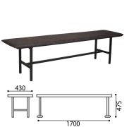 Банкетка без спинки «Берта», 1700х430х475 мм, усиленная, черный каркас, кожзаменитель черный, разборная, БМ 4 К-01