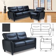 Диван двухместный «Наполи», 800х1480х800 мм, c подлокотниками, экокожа, черный