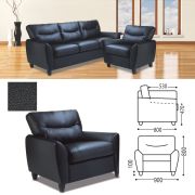 Кресло мягкое «Наполи», 800х900х800 мм, c подлокотниками, экокожа, черное