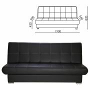 Диван мягкий раскладной «Модесто», 1900х900х820 мм, экокожа, черный