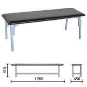 Банкетка без спинки «Астрид», 1200х450х415 мм, серый каркас, кожзам черный