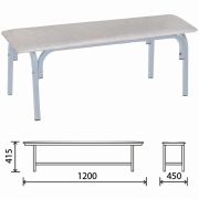 Банкетка без спинки «Астрид», 1200х450х415 мм, светло-серый каркас, кожзам белый