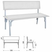 Банкетка со спинкой «Астрид», 1200х450х800 мм, каркас светло-серый, кожзам светло-серый