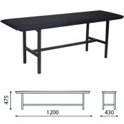 Банкетка без спинки «Берта», 1200х430х475 мм, усиленная, черный каркас, кожзам черный, разборная