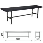 Банкетка без спинки «Берта», 1500х430х475 мм, усиленная, черный каркас, кожзам черный, разборная