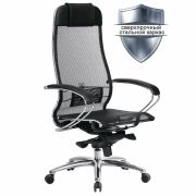 Кресло офисное МЕТТА «SAMURAI» S-1, сверхпрочная ткань-сетка, черное