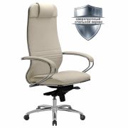 Кресло офисное МЕТТА «SAMURAI» KL-1, экокожа, бежевое