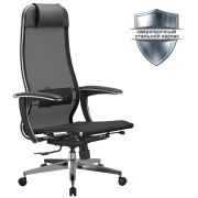 Кресло офисное МЕТТА «К-4-Т» хром, прочная сетка, сиденье и спинка регулируемые, черное