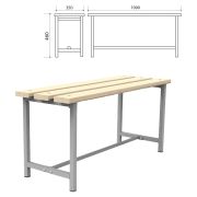 Скамья деревянная на металлокаркасе «СТ 1», 1000х350х460 мм, каркас металлический серый, сиденье дерево