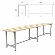 Скамья деревянная на металлокаркасе «СТ 4», 2000х350х460 мм, регулируемые опоры, каркас металлический серый, сиденье дерево