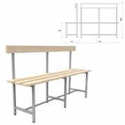 Скамья со спинкой деревянная на металлокаркасе «СТ 5», 1500х350х860 мм, регулируемые опоры, каркас металлический серый, сиденье дерево
