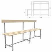 Скамья со спинкой деревянная на металлокаркасе «СТ 6», 2000х350х860 мм, регулируемые опоры, каркас металлический серый, сиденье дерево