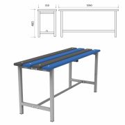 Скамья пластиковая влагостойкая на металлокаркасе «СТ 1П», 1000х350х460 мм, каркас металлический серый, сиденье пластик