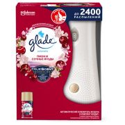 Освежитель воздуха автоматический, 269 мл, GLADE, диспенсер+сменный баллон, «Пион и сочные ягоды»