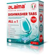 Таблетки для посудомоечных машин 100 шт. LAIMA PREMIUM QUALITY «All in 1», растворимая оболочка, ИТАЛИЯ, 607609
