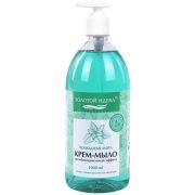 Мыло-крем жидкое с АНТИБАКТЕРИАЛЬНЫМ ЭФФЕКТОМ 1 л ЗОЛОТОЙ ИДЕАЛ «Холодная мята», дозатор, 608285