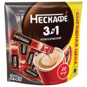 Кофе растворимый порционный NESCAFE «3 в 1 Классик», КОМПЛЕКТ 20 пакетиков по 14,5 г, 12460849
