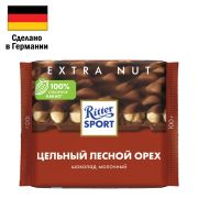 Шоколад RITTER SPORT «Extra Nut», молочный, с цельным лесным орехом, 100 г, Германия, 7006