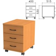 Тумба подкатная «Фея», 400х515х530 мм, 3 ящика, цвет орех милан, ТФ08.5