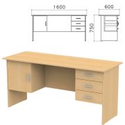 Стол письменный «Канц», 1600х600х750 мм, 2 тумбы, комбинированный, цвет бук невский, СК29.10