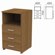 Тумба приставная «Канц», 400х450х750 мм, 3 ящика, полка, цвет орех пирамидальный, ТК31.9