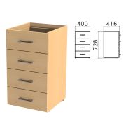 Тумба (каркас БЕЗ КРЫШКИ) приставная «Монолит», 400х416х728 мм, 4 ящика, бук бавария, ТМ05.1