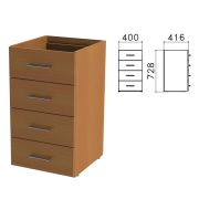 Тумба (каркас БЕЗ КРЫШКИ) приставная «Монолит», 400х416х728 мм, 4 ящика, орех гварнери, ТМ05.3